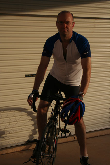 Chris of Arabia on a bicycle